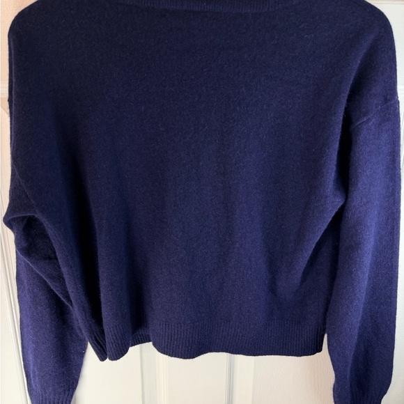 Aqua Cashmere 100% cashmere Navy V-Neck Cropped Cardigan M - Picture 8 of 8